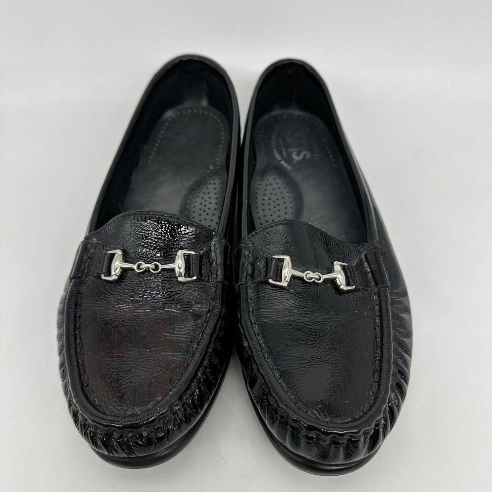 SAS Tripad Comfort Horsebit Slip On Loafers Shoes Womens 6 Black patent Leather